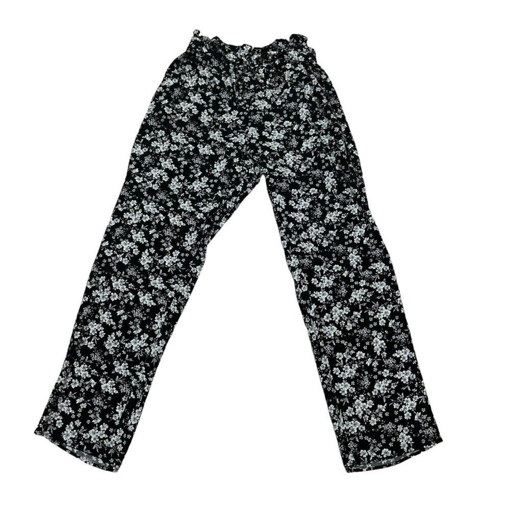 Xhilaration Women's Size XS Wide Legged Pants Elastic Waist Floral Print Tie
